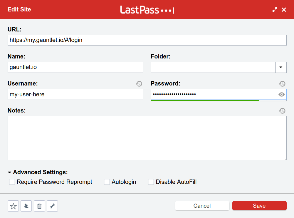 LastPass Usage - Manage Credentials